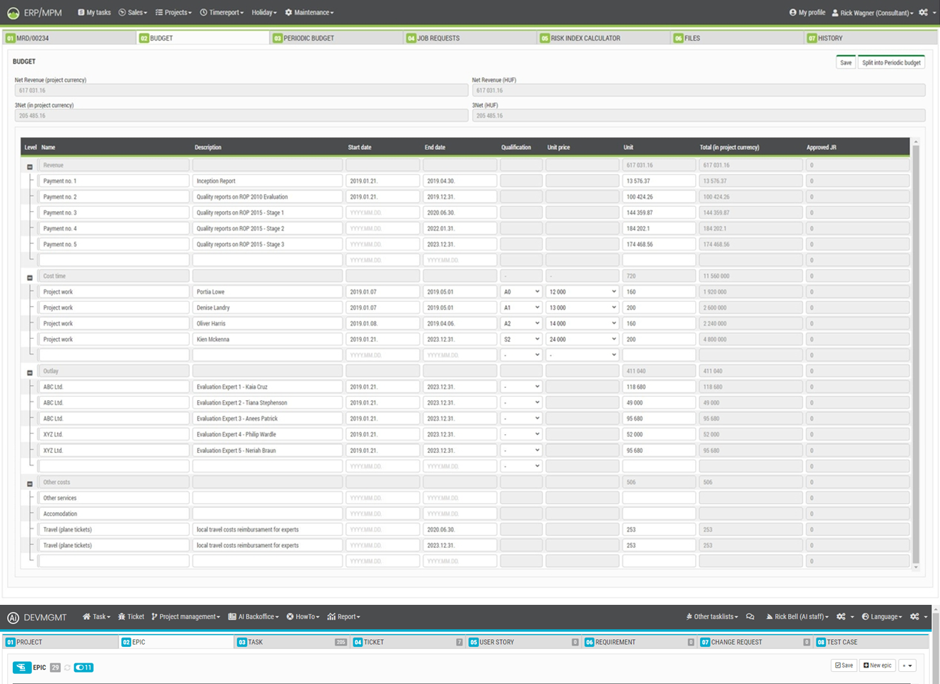 Konfigurierbare Arbeitsliste und Register